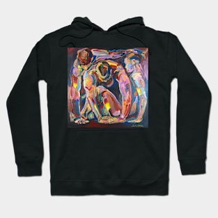 Three abstract figurative nudes in a box Hoodie